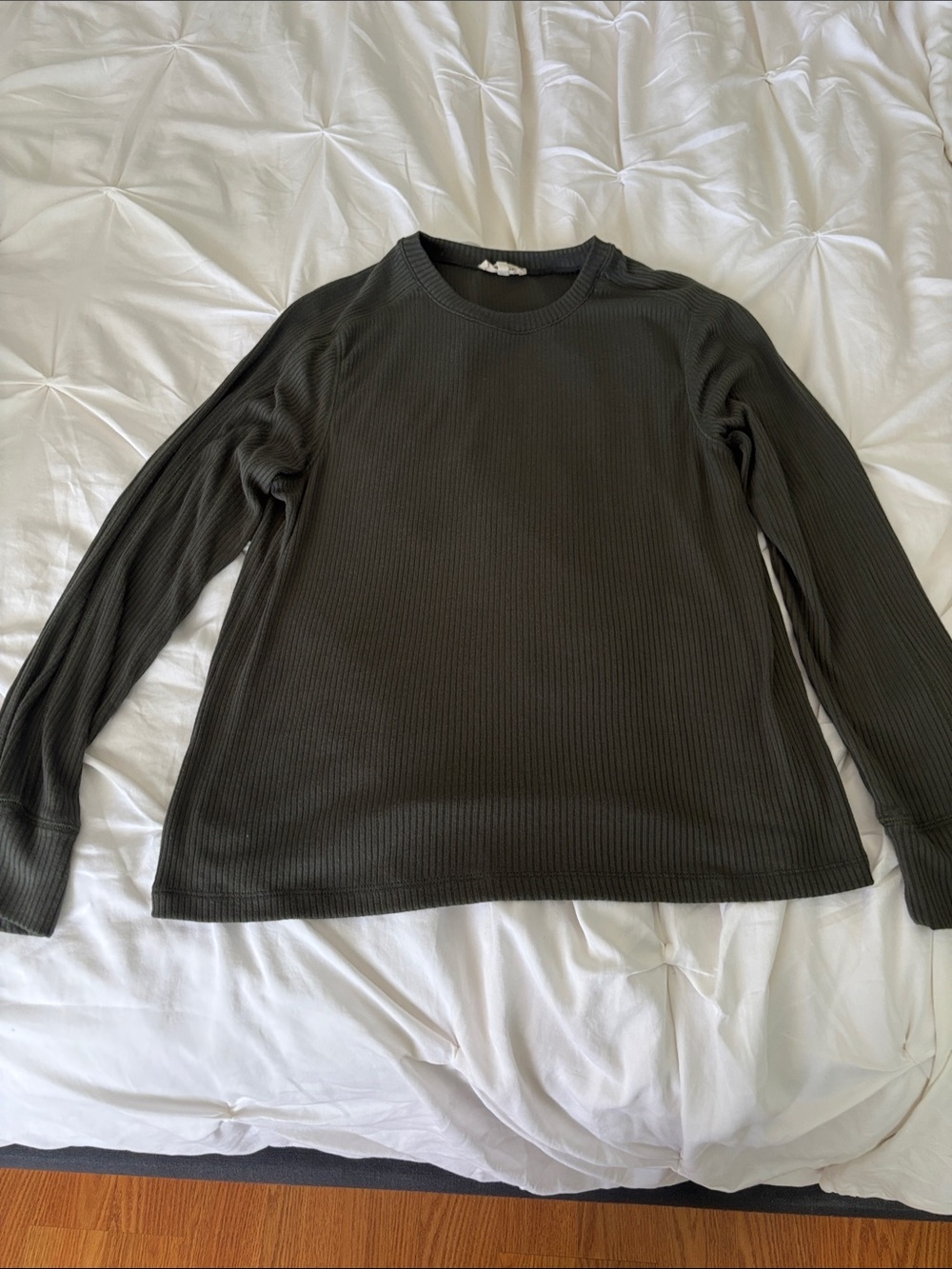 Madewell Olive Green Ribbed Crewneck Long sleeve top